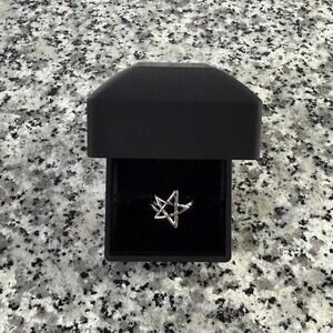 Silver Chrome Steel Y2k Star Cyber Ring Brand New